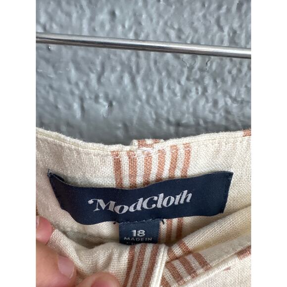 Women's Modcloth Plus Size New Opportunity Striped Linen Blend size 18 Twee Boho - Picture 3 of 5